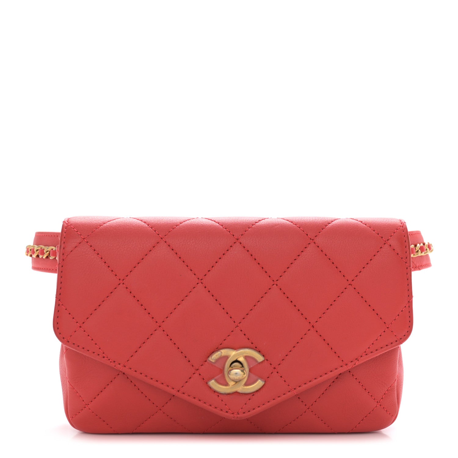 Chanel Calfskin Quilted Carry With Chic Flap Waist Bag Red 1 of 11