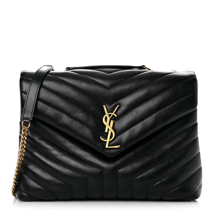 Saint Laurent Calfskin Y Quilted Monogram Medium Loulou Chain Satchel Black 1 of 18