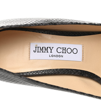 Jimmy Choo Calfskin Snakeskin Embossed Dianne Pump 38.5 Black 7 of 9