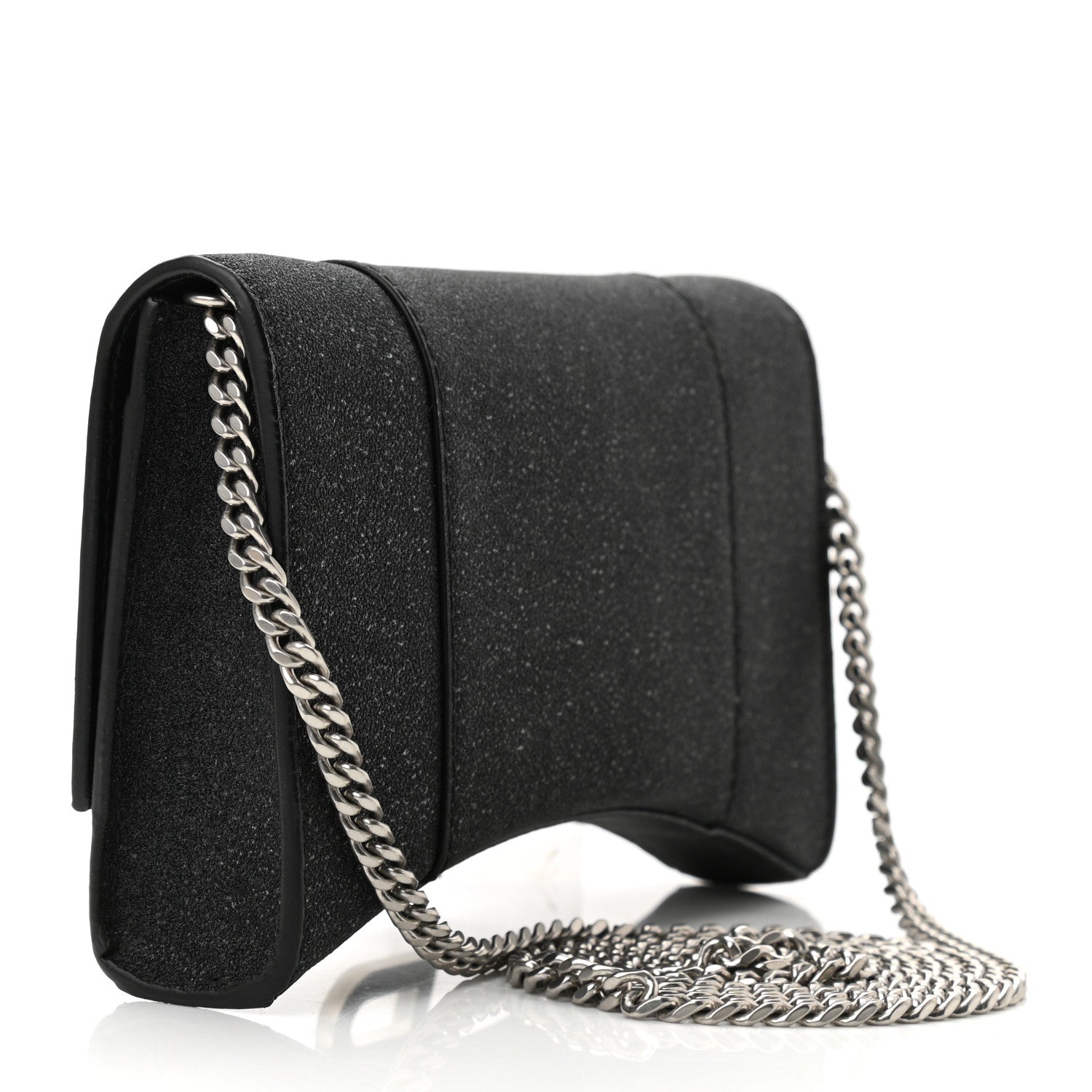 Balenciaga Sparkling Fabric XS Hourglass Wallet On Chain Black 3 of 12