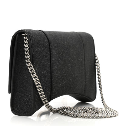Balenciaga Sparkling Fabric XS Hourglass Wallet On Chain Black 3 of 12