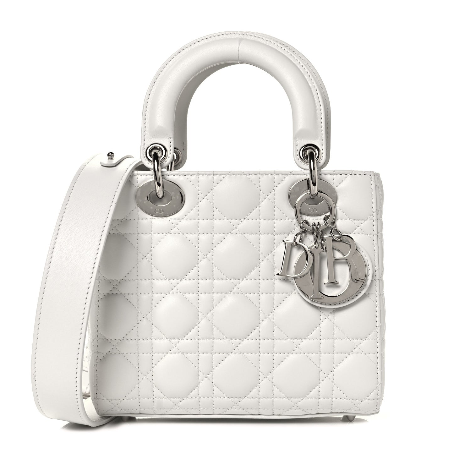 Lambskin Cannage Small Lady Dior White