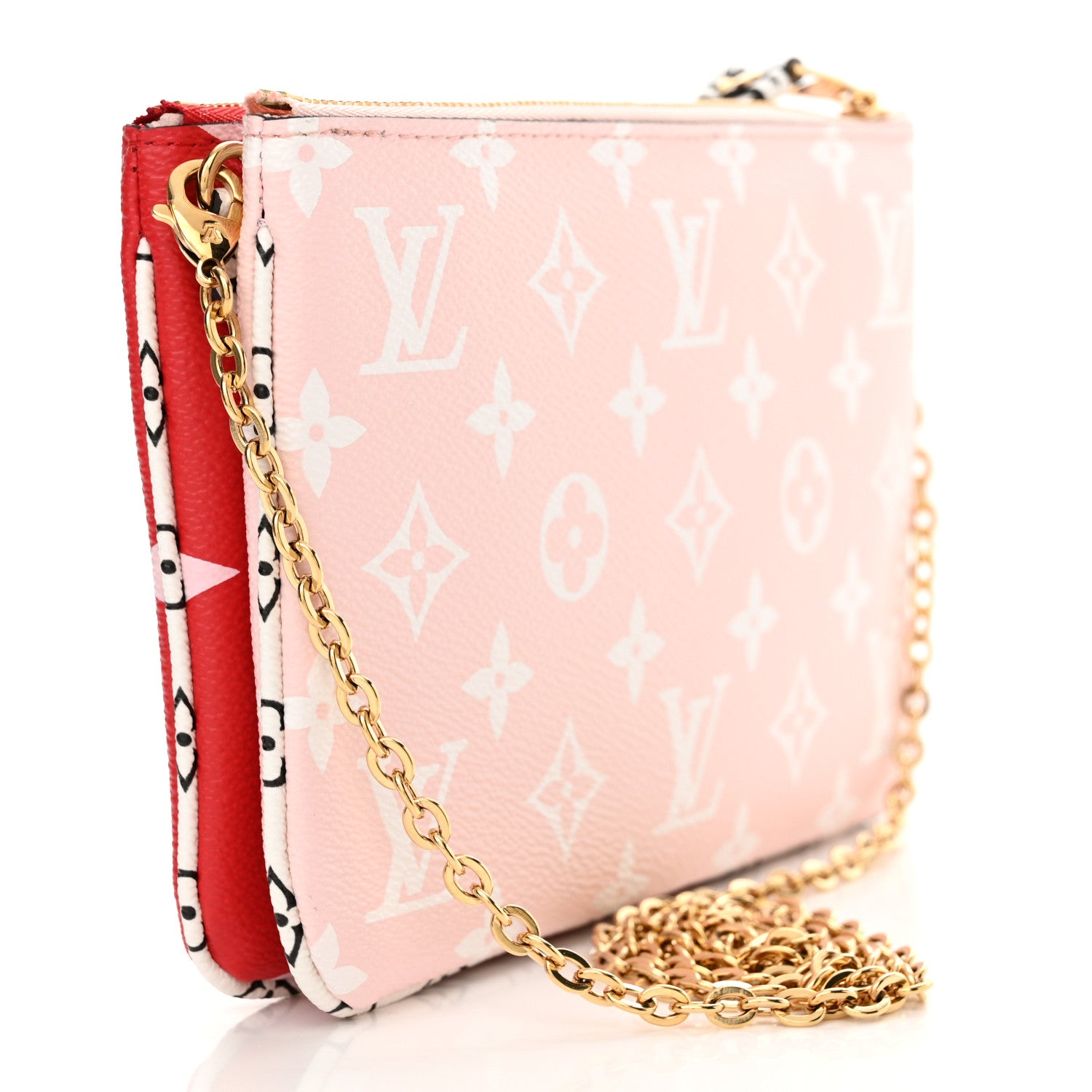 Louis Vuitton Monogram Giant Double Zip Pochette Rouge 3 of 10