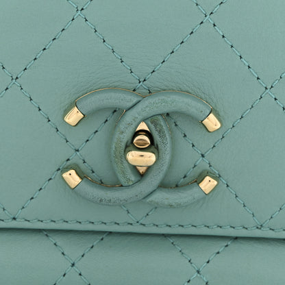 Chanel Calfskin Stitched Small Covered CC Flap Bag Green 12 of 14