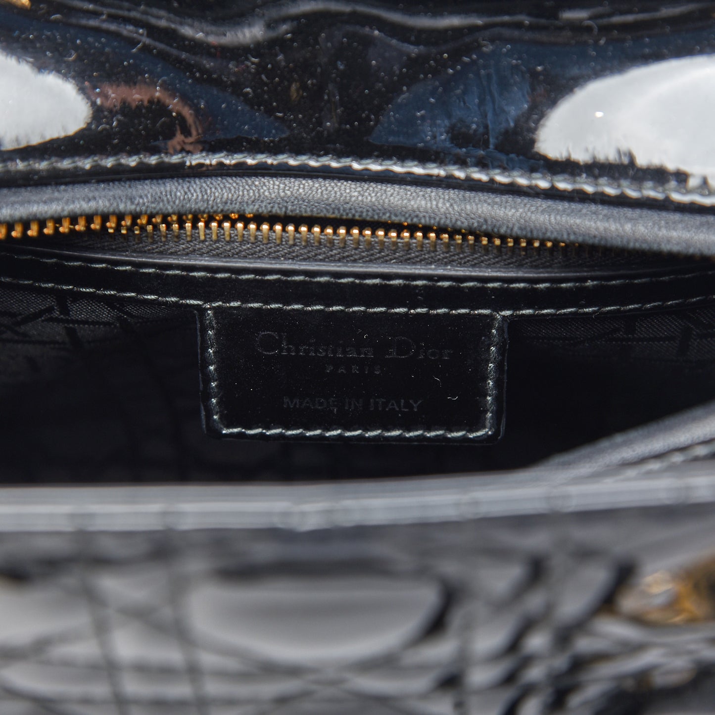 Patent Cannage Medium Lady Dior Black