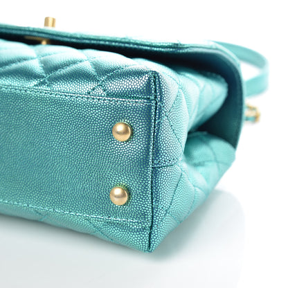 Chanel Metallic Caviar Quilted Mini Coco Handle Flap Blue 9 of 11
