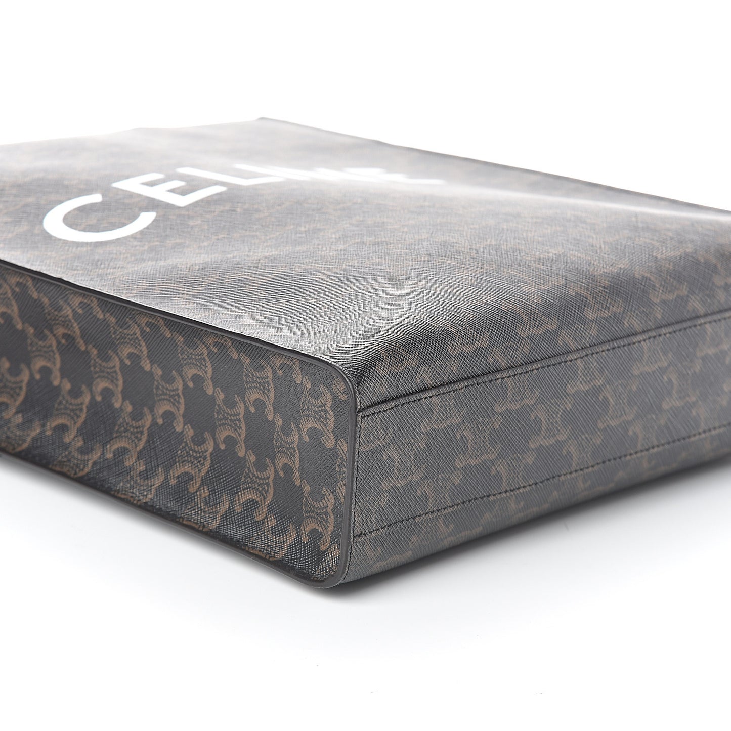 Triomphe Canvas Calfskin Small Vertical Cabas Tan