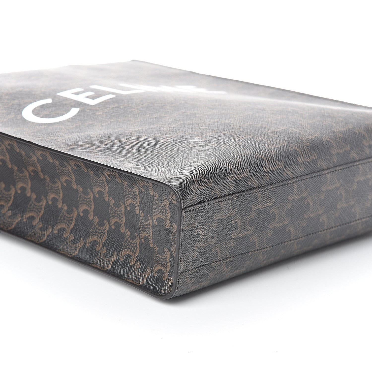 Celine Triomphe Canvas Calfskin Small Vertical Cabas Tan 6 of 7