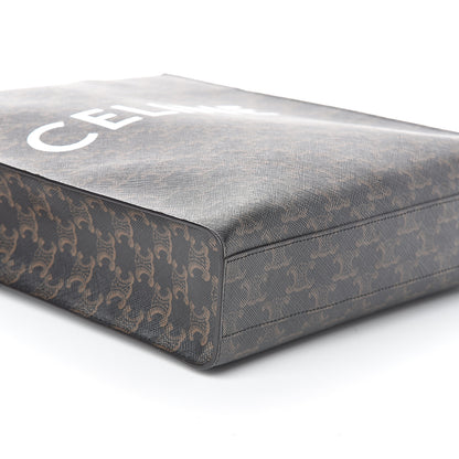 Celine Triomphe Canvas Calfskin Small Vertical Cabas Tan 6 of 7