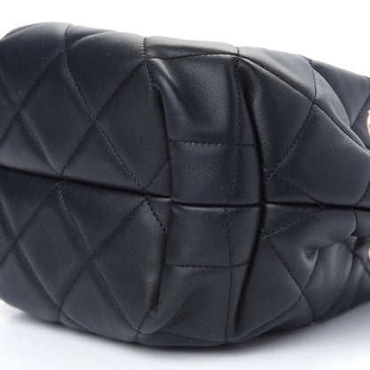 Chanel Lambskin Quilted CC Dweller Drawstring Bucket Bag Black 9 of 9