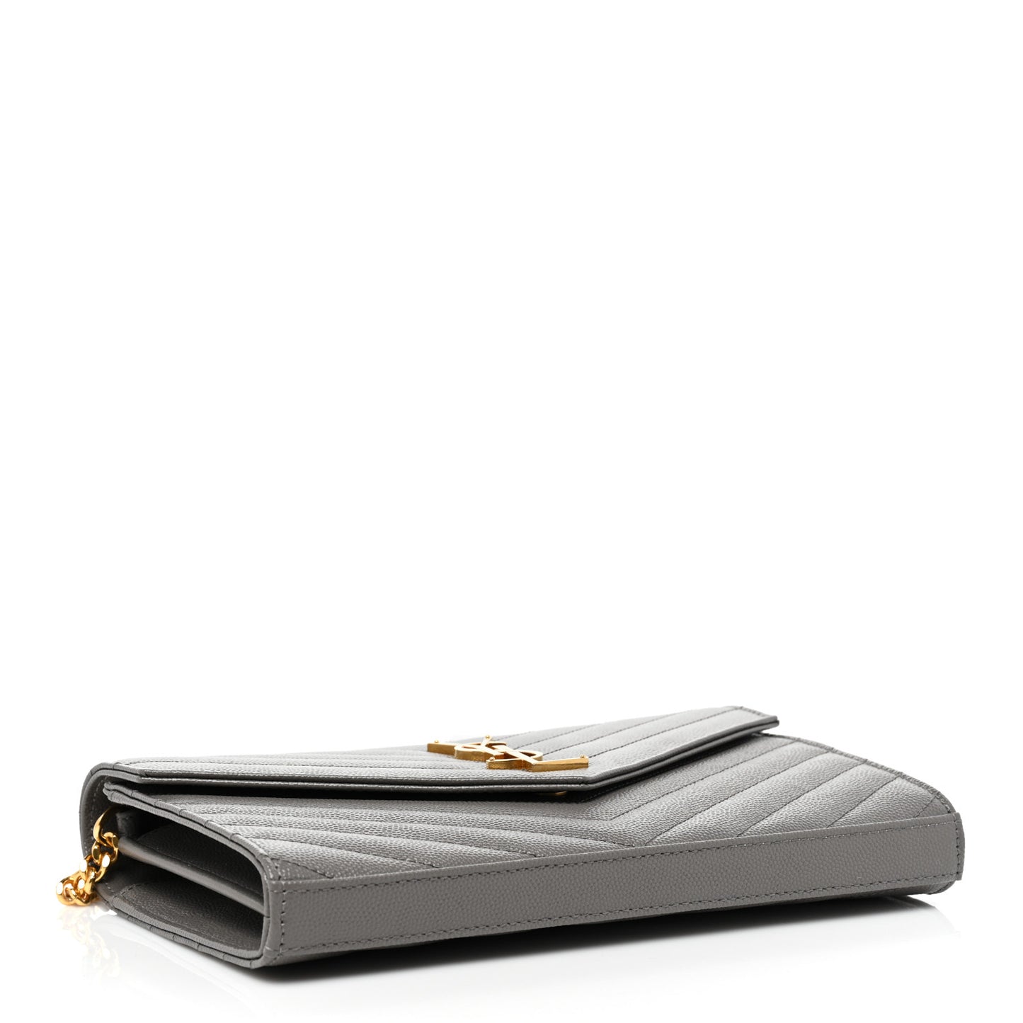 Grain De Poudre Matelasse Chevron Monogram Chain Wallet Fog