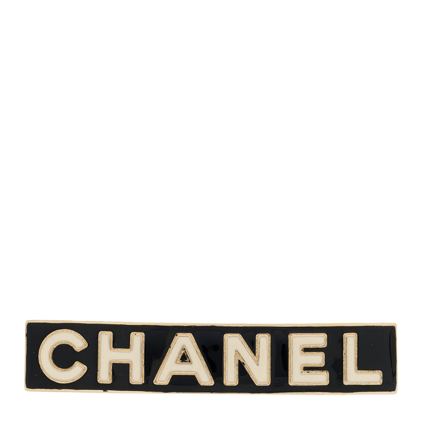 Metal Resin Enamel Logo Hair Clip Barrette Black White