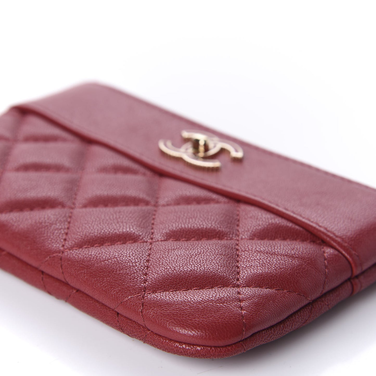 Sheepskin Quilted Small Vintage Mademoiselle Cosmetic Case Red