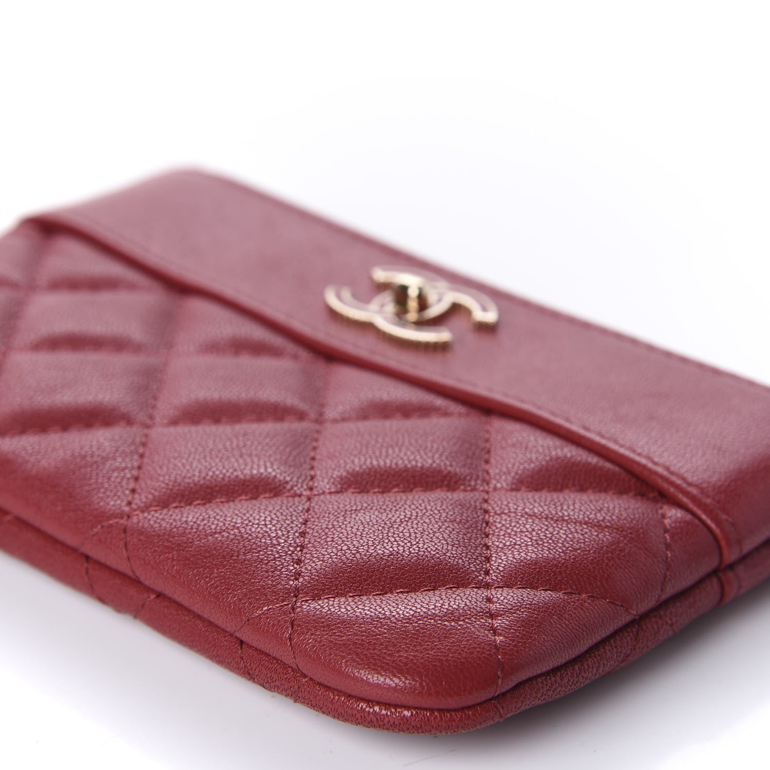 Chanel Sheepskin Quilted Small Vintage Mademoiselle Cosmetic Case Red 7 of 10