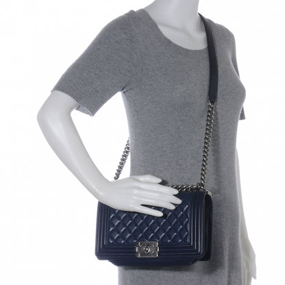 Chanel Lambskin Quilted Medium Boy Flap Navy Blue 2 of 7