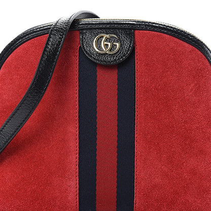 Gucci Suede Patent Web GG Small Ophidia Dome Shoulder Bag Hibiscus Red 7 of 12