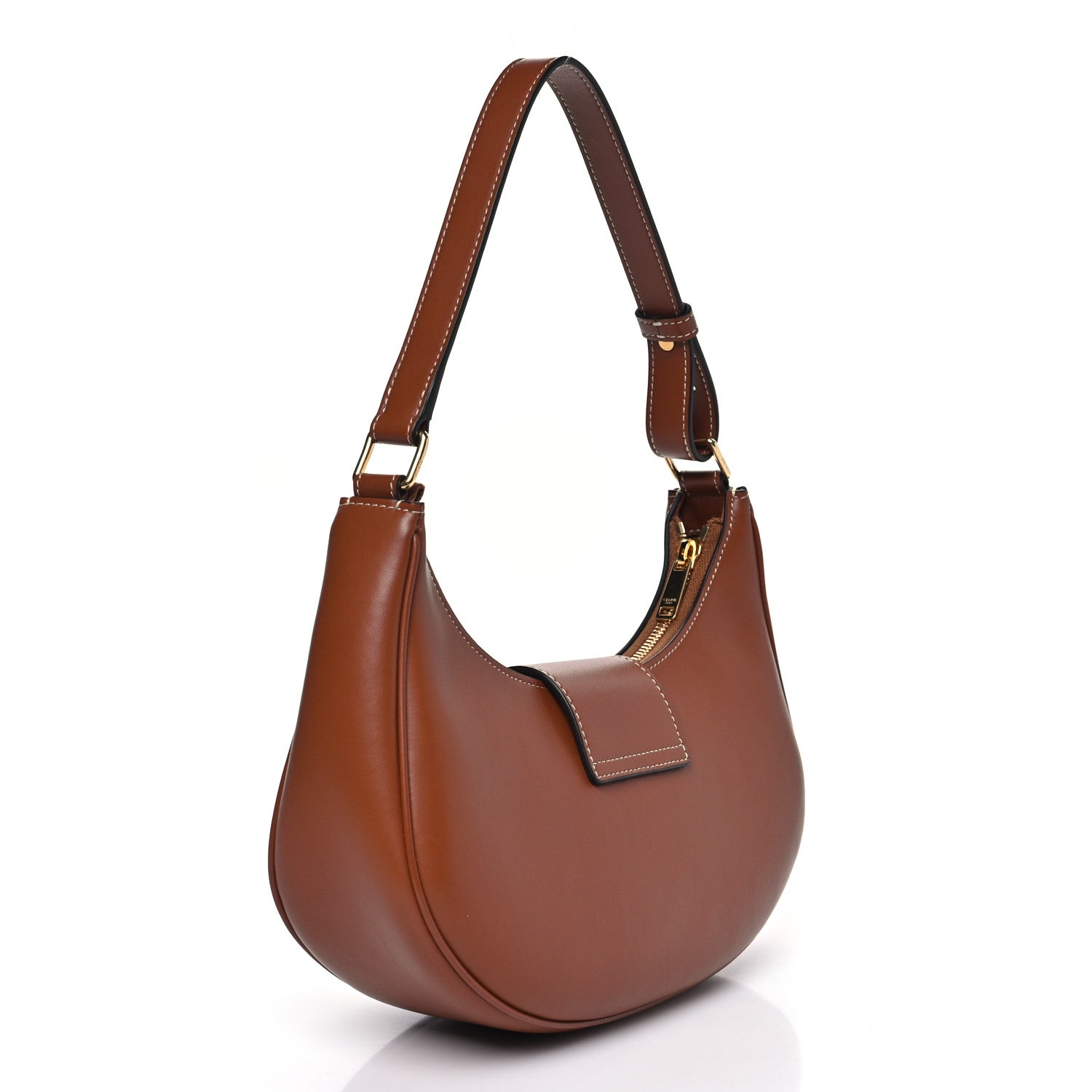 Celine Smooth Calfskin Medium Strap Ava Triomphe Shoulder Bag Tan 3 of 10