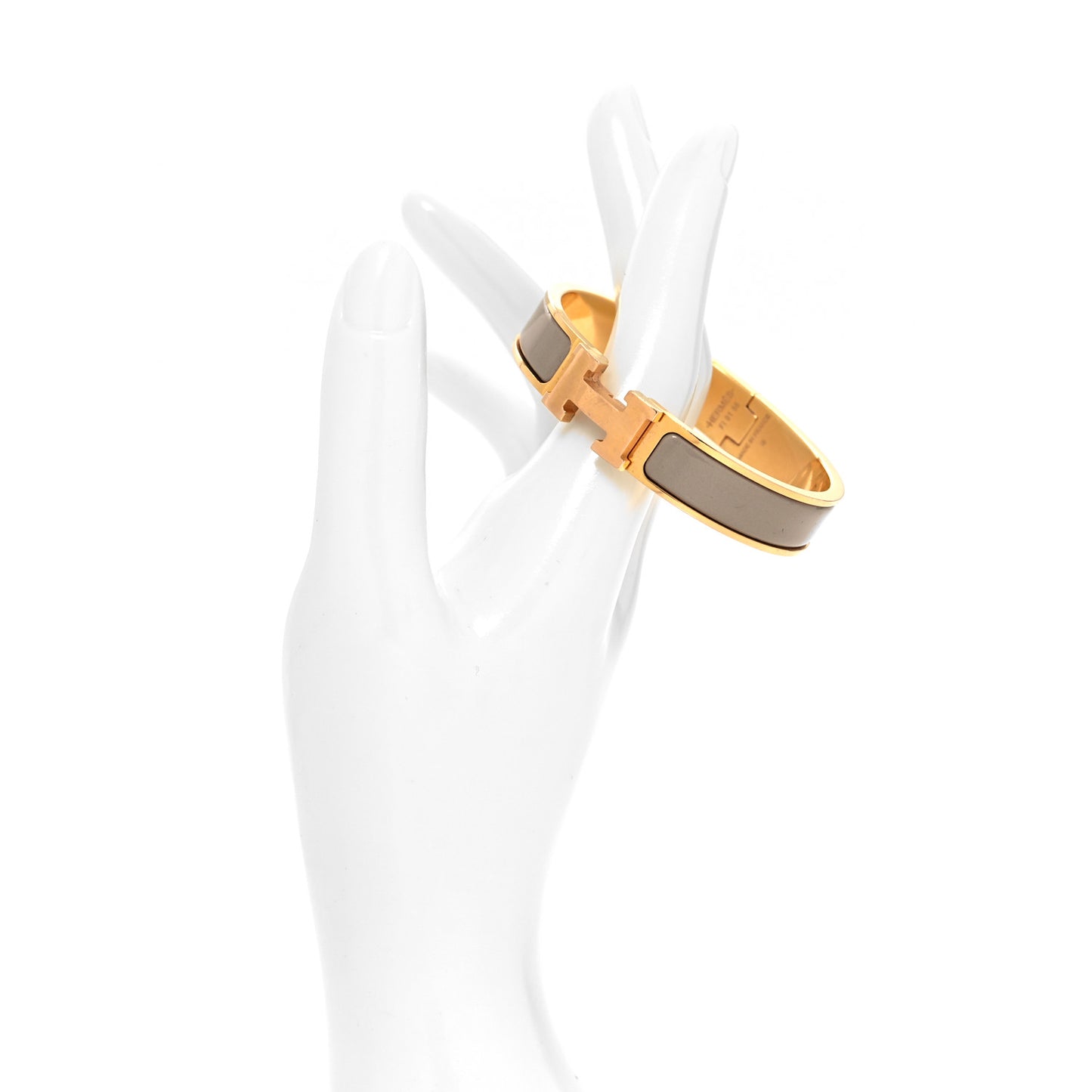 Enamel Narrow Clic Clac H Bracelet GM Marron Glace