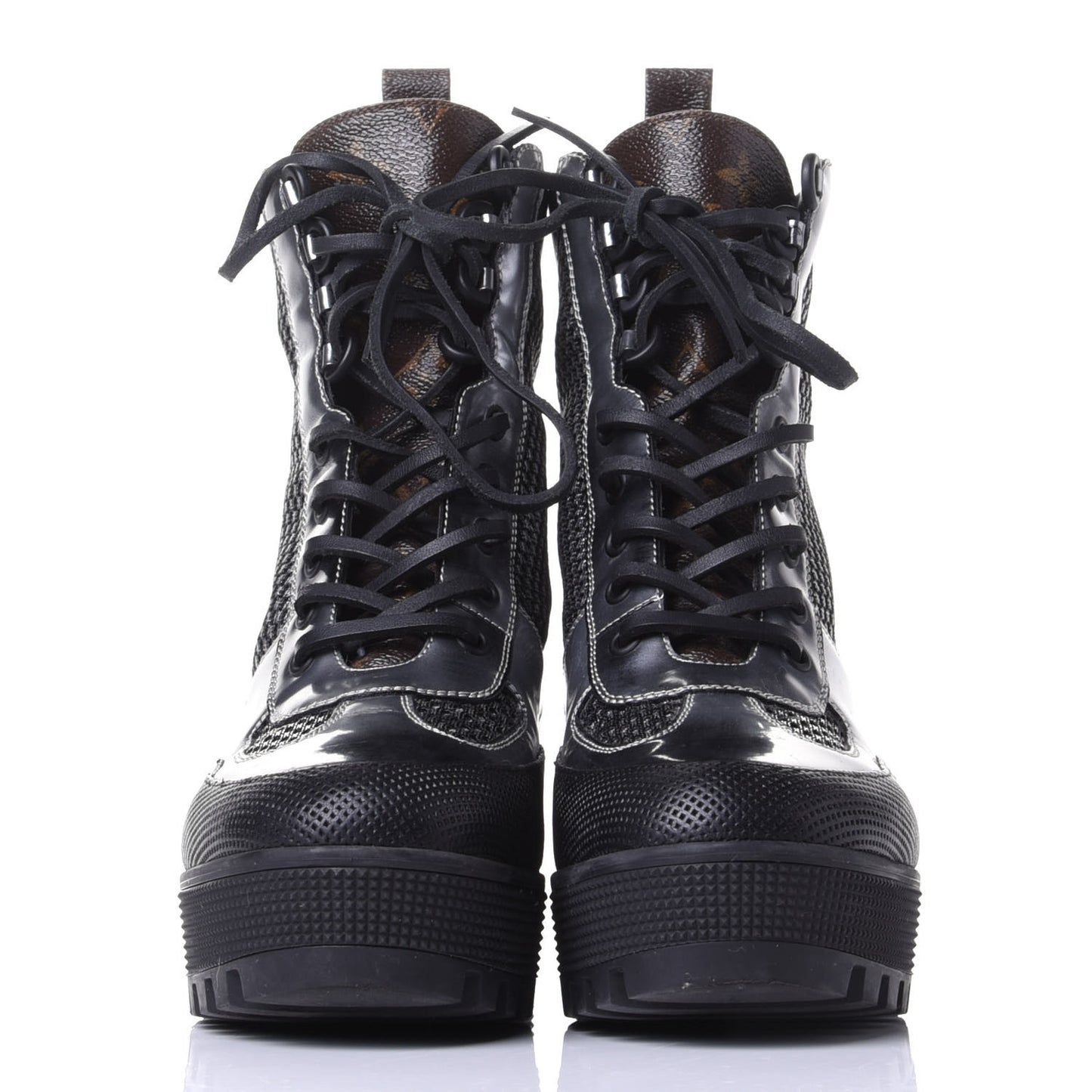 Metallic Calfskin Technical Fabric Digital Gate Laureate Platform Desert Boot 37.5 Silver