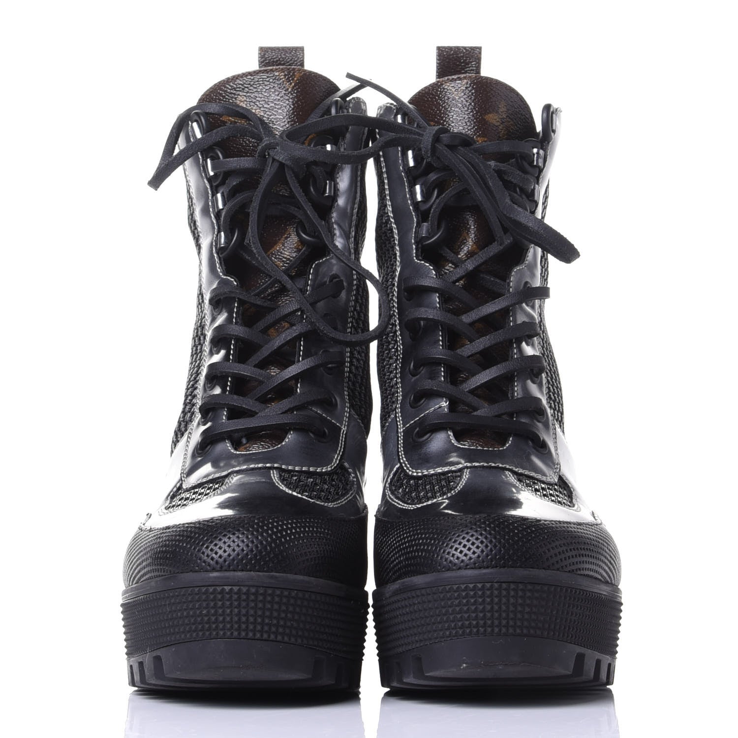Louis Vuitton Metallic Calfskin Technical Fabric Digital Gate Laureate Platform Desert Boot 37.5 Silver 2 of 11