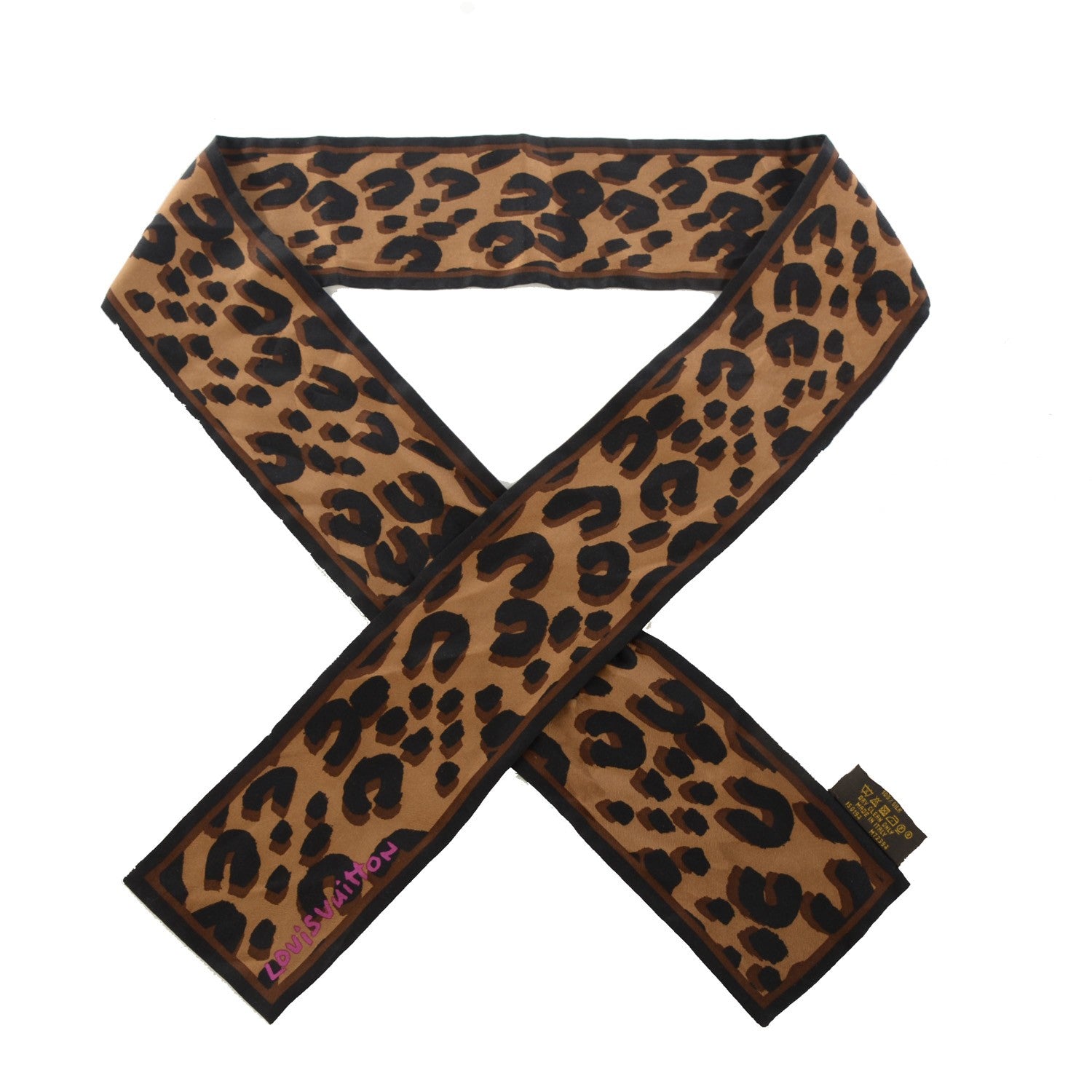 Louis Vuitton Silk Leopard Bandeau Scarf Marron 1 of 5