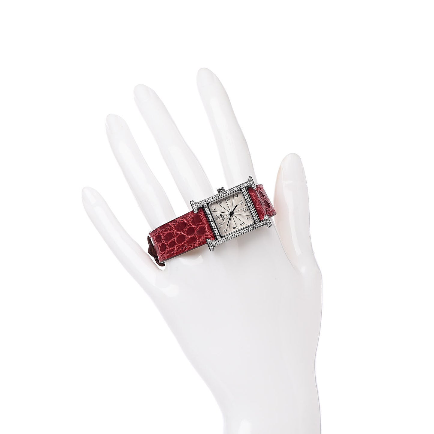 Stainless Steel Alligator Diamond Bezel 21mm Heure H Hour Quartz Watch Braise