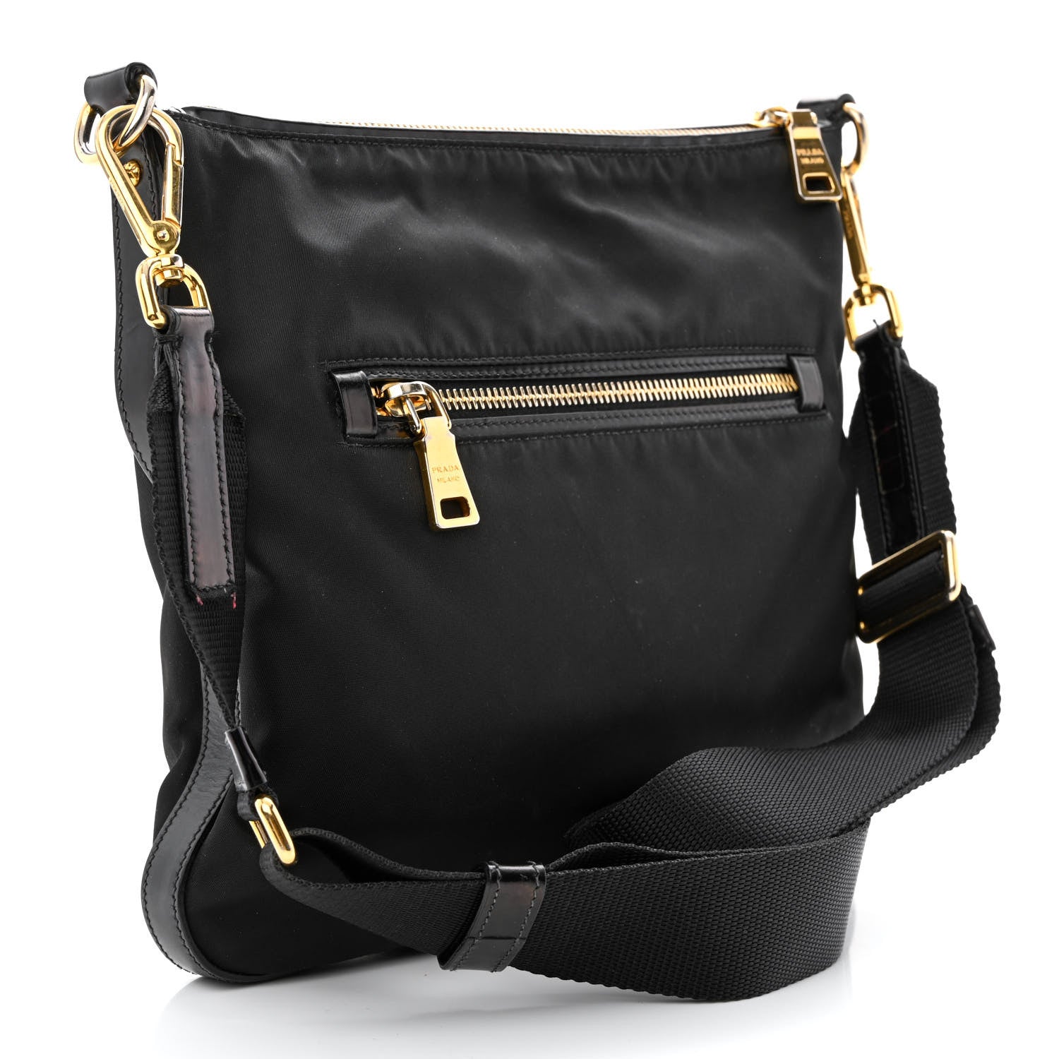 Prada Tessuto Nylon Calfskin Crossbody Bag Black 3 of 14