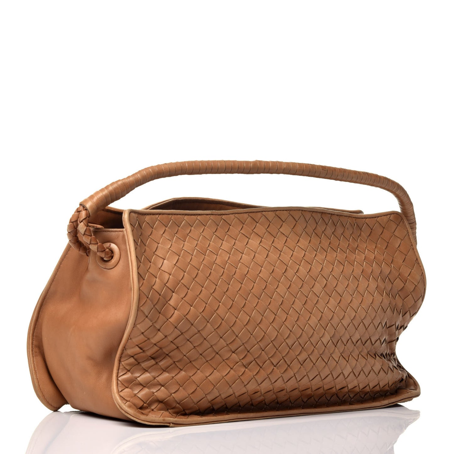 Nappa Intrecciato Shoulder Bag Camel