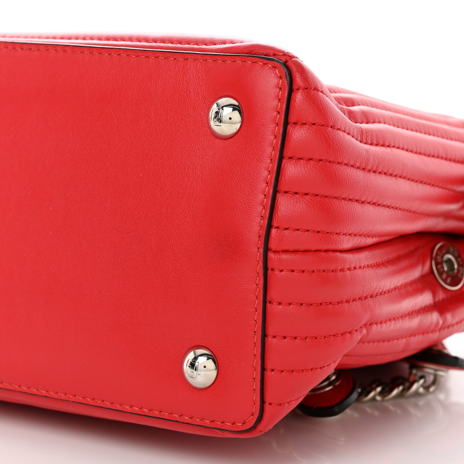 Fendi Shiny Nappa Trapuntata Small DotCom Click Chain Satchel Rojo 11 of 11