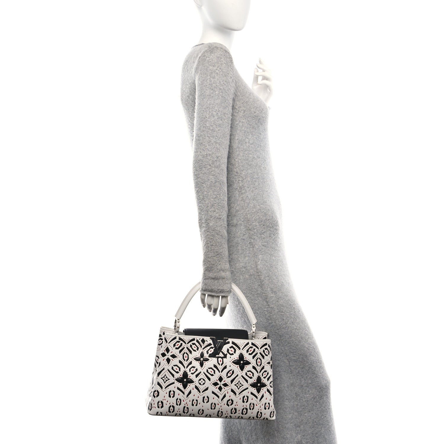 Louis Vuitton Calfskin Graphic Print Capucines MM 2 of 12