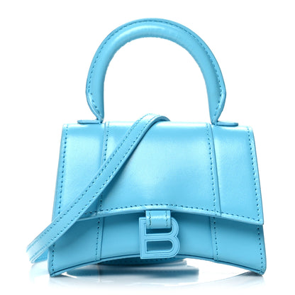 Balenciaga Shiny Box Calfskin Tonal B Hourglass Top Handle Bag Mini Azur 1 of 10