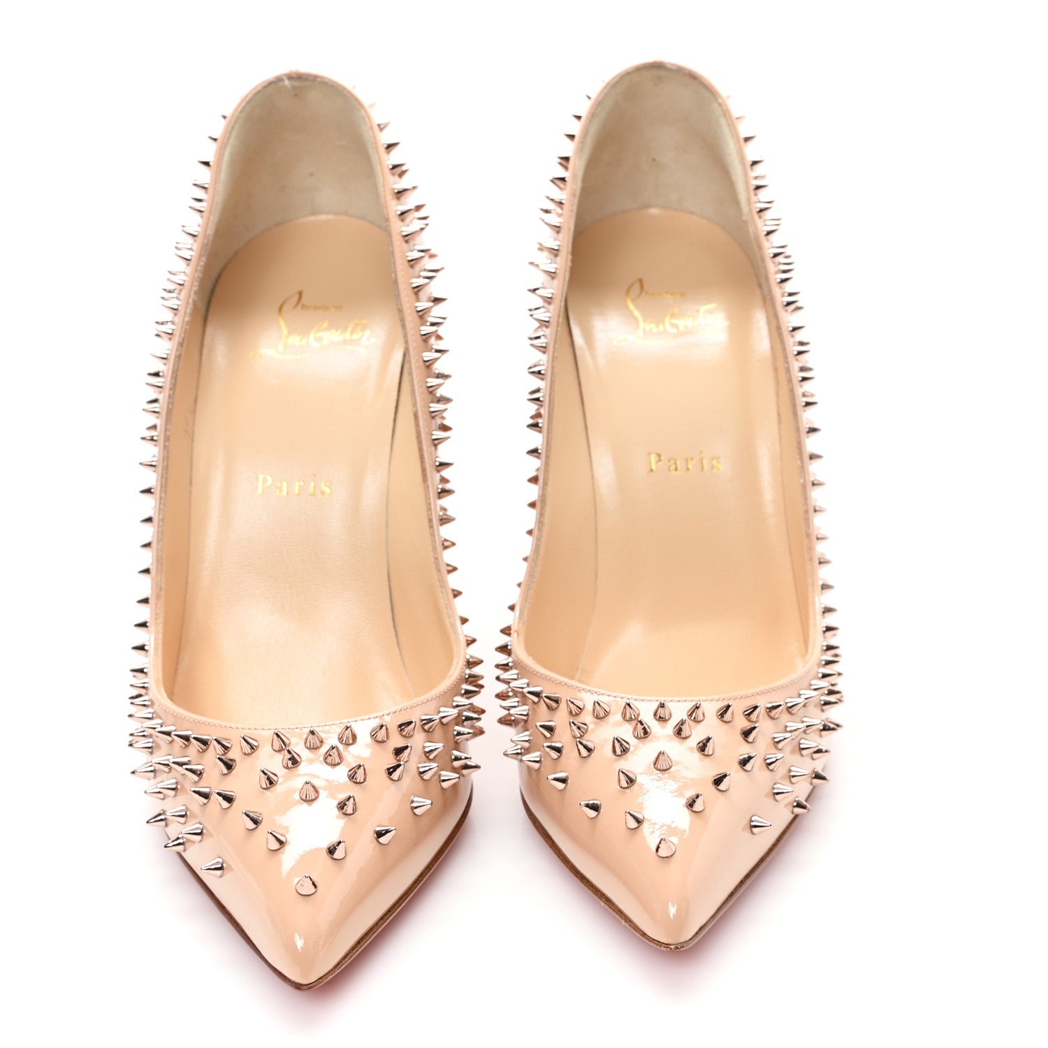 Christian Louboutin Patent Studded Escarpic 100 Pumps 39 Dou Dou Gold Rose 3 of 9