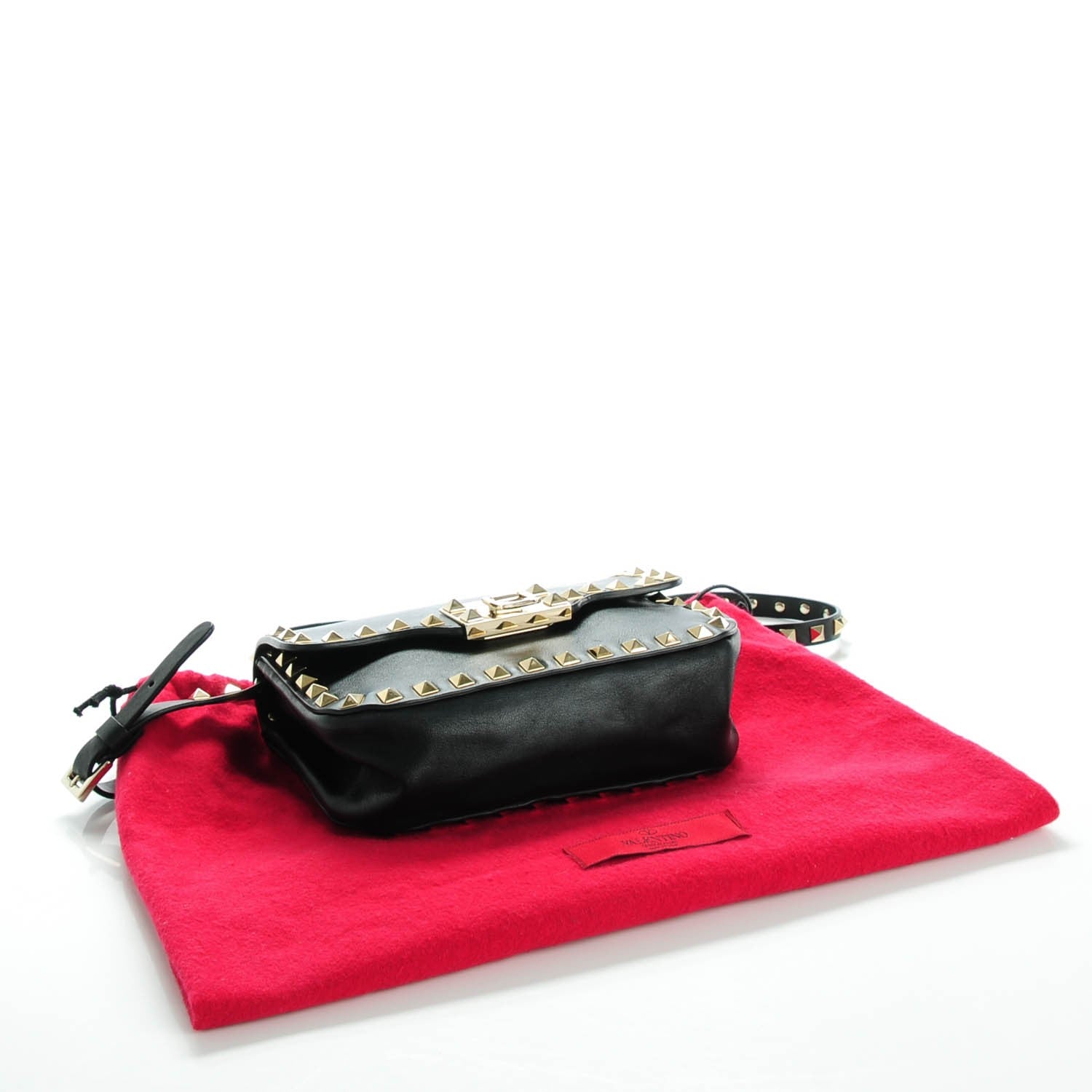 Valentino Garavani Vitello Mini Rockstud Flap Saddle Crossbody Bag Black 4 of 8