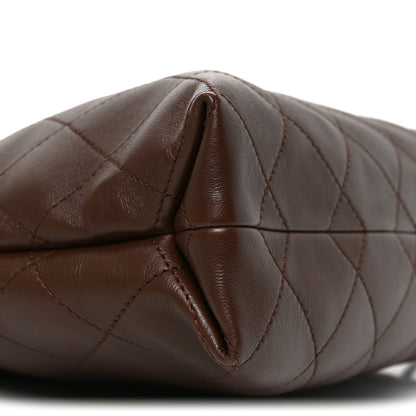 Chanel Lambskin Quilted Drawstring Shopping Bag  Dark Brown 9 of 10