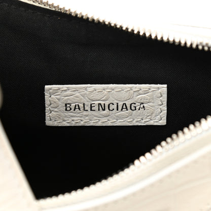 Balenciaga Extra Supple Calfskin Crocodile Embossed Le Cagole Shoulder Bag XS White 6 of 10