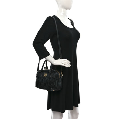 Miu Miu Nappa Matelasse Bauletto Top Handle Bag Black 2 of 8