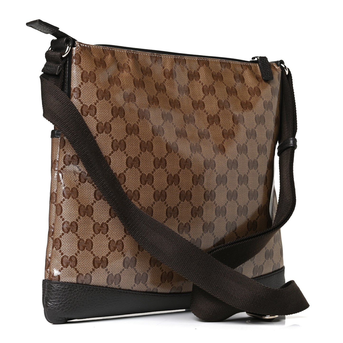 Crystal Monogram Flat Messenger Bag Dark Brown