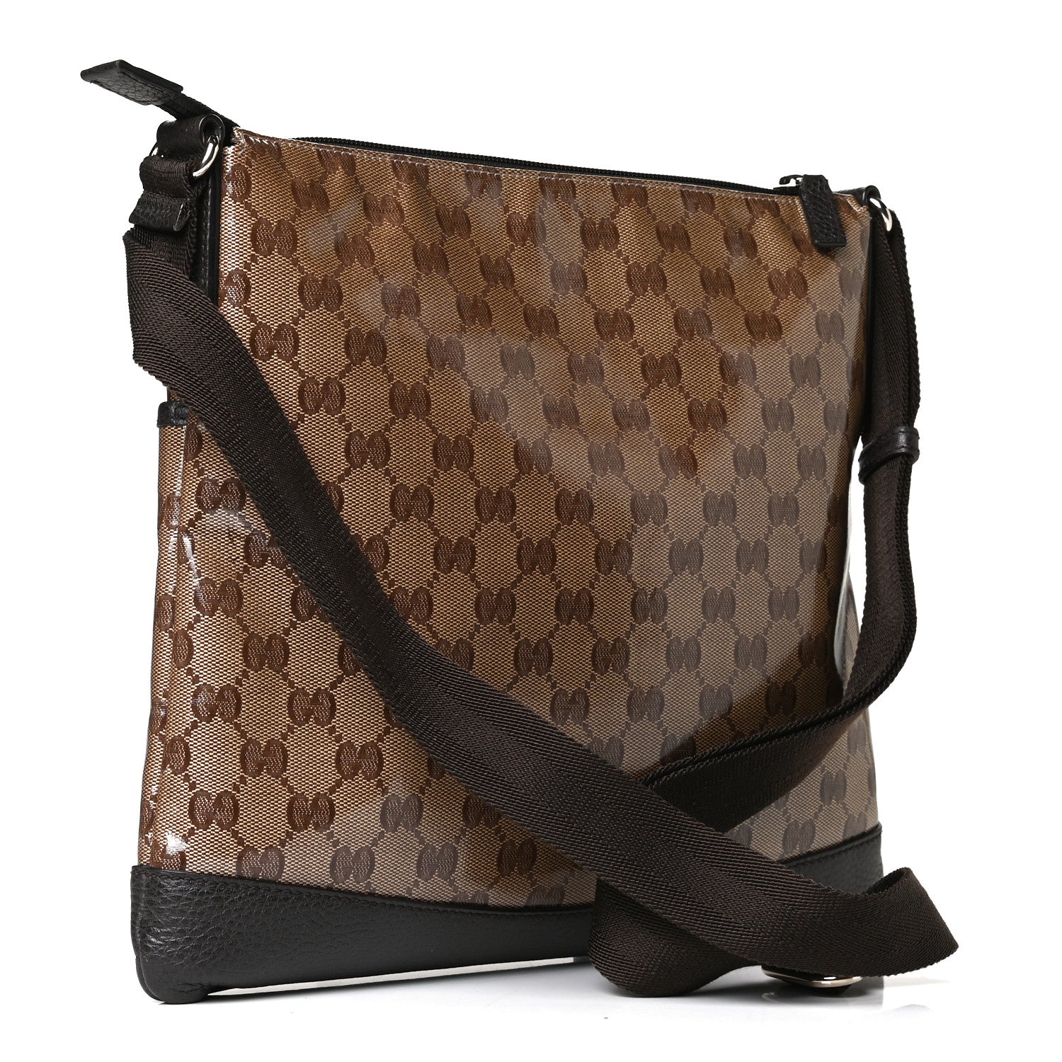 Gucci Crystal Monogram Flat Messenger Bag Dark Brown 3 of 12