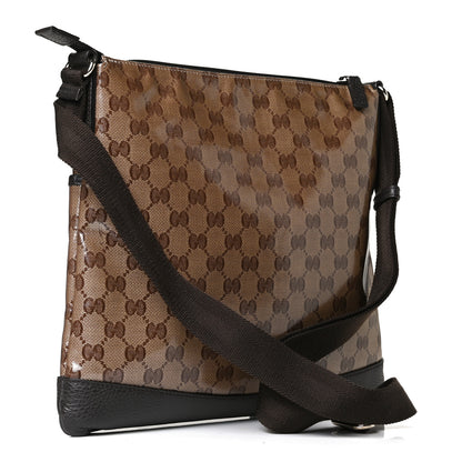 Gucci Crystal Monogram Flat Messenger Bag Dark Brown 3 of 12
