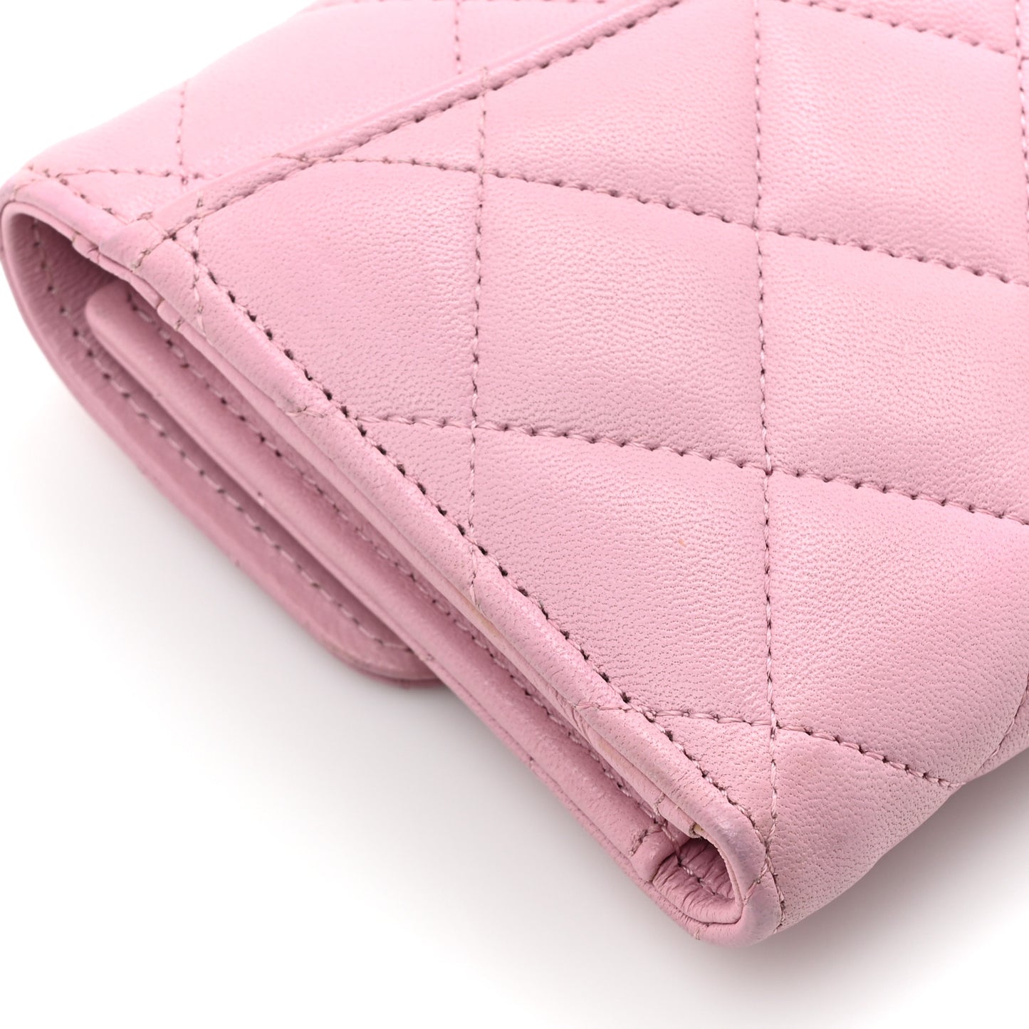 Lambskin Quilted Medium Flap Wallet Pink
