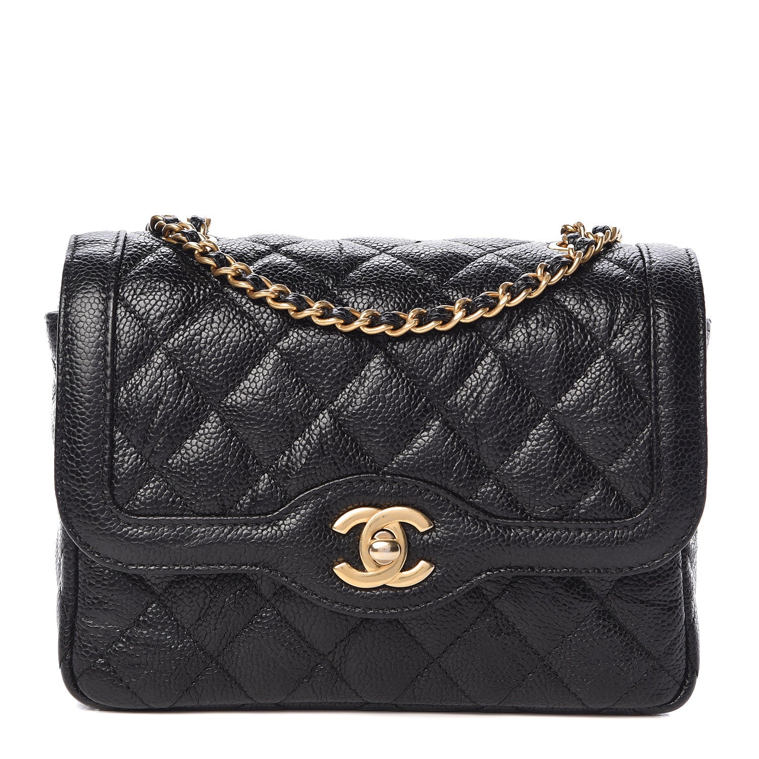 Chanel Crumpled Grained Calfskin Quilted Mini Two Tone Flap Black 1 of 11