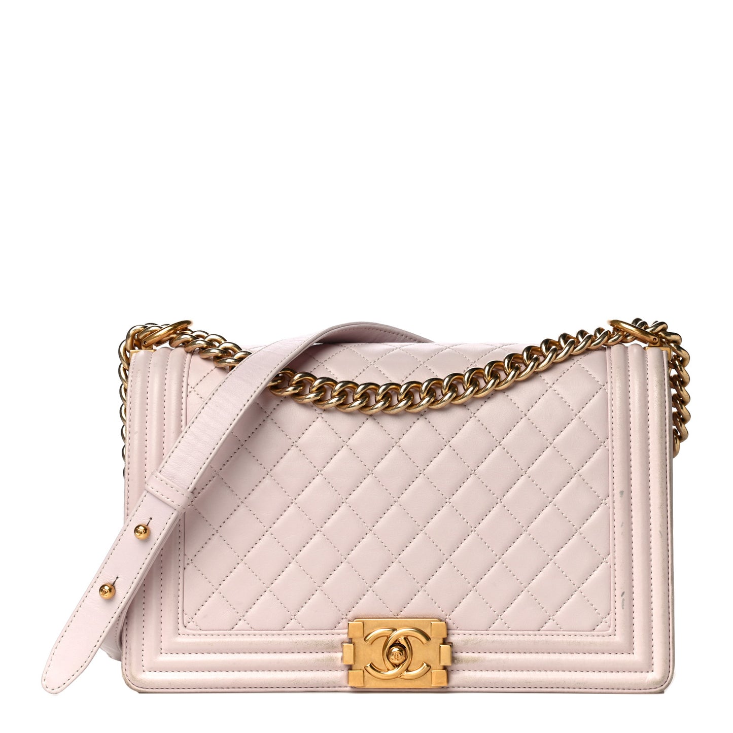 Lambskin Quilted New Medium Boy Flap Light Pink