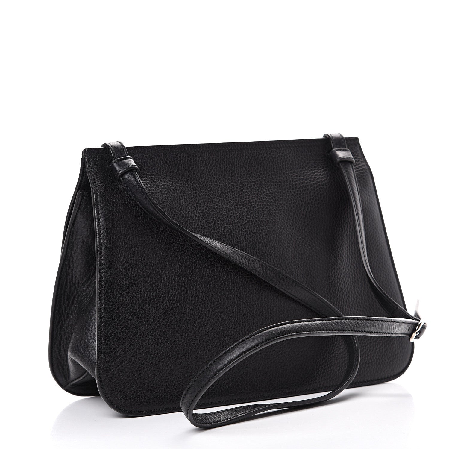 Gucci Pebbled Calfskin Medium Bamboo Daily Flap Shoulder Bag Black 2 of 8