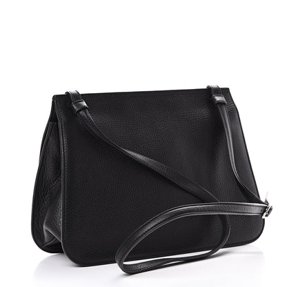 Gucci Pebbled Calfskin Medium Bamboo Daily Flap Shoulder Bag Black 2 of 8