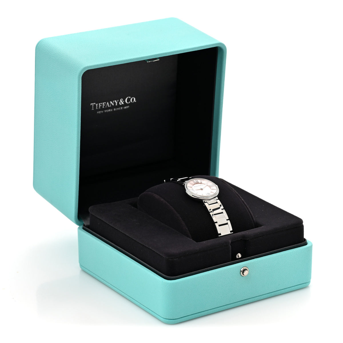 Tiffany Stainless Steel Diamond Bezel 24mm Atlas 2-Hand Quartz Watch Silver 5 of 5