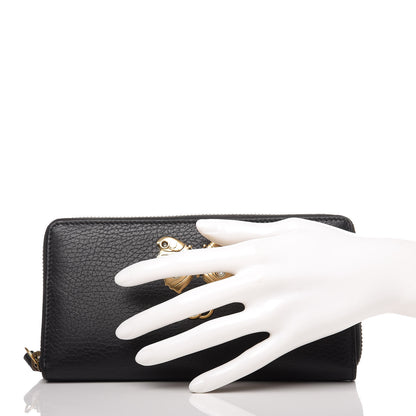 Gucci Calfskin Butterfly Zip Around Wallet Black 2 of 11