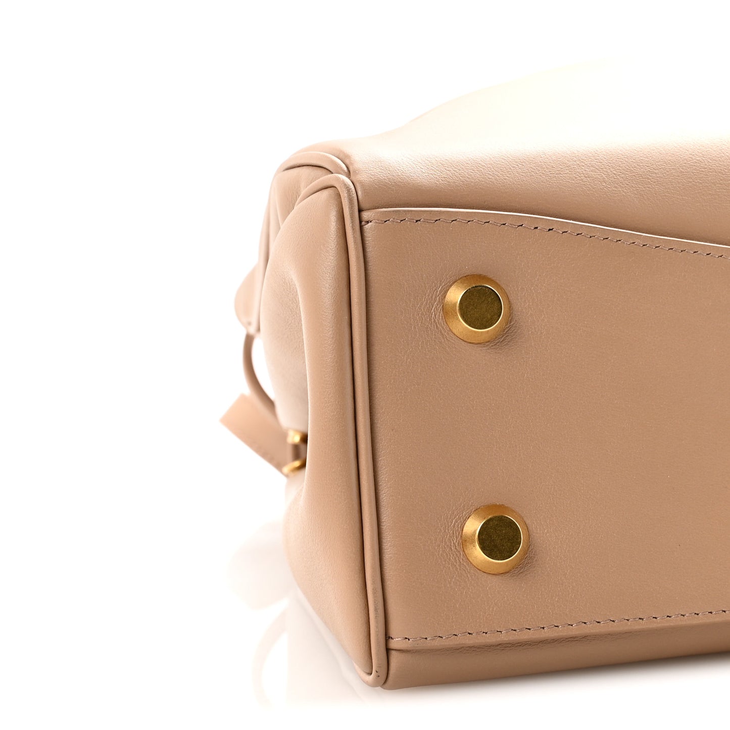 Natural Smooth Calfskin Medium Rodeo Top Handle Handbag Latte