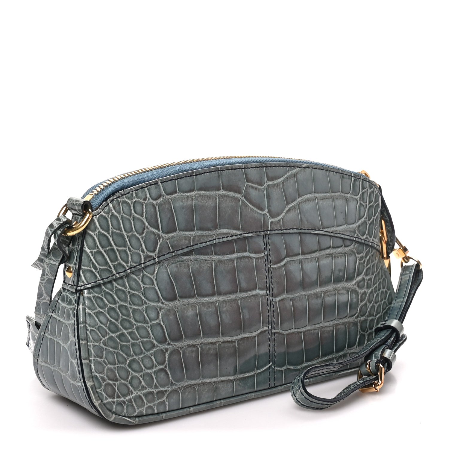 Louis Vuitton Crocodile Lockit Clutch Blue 3 of 9