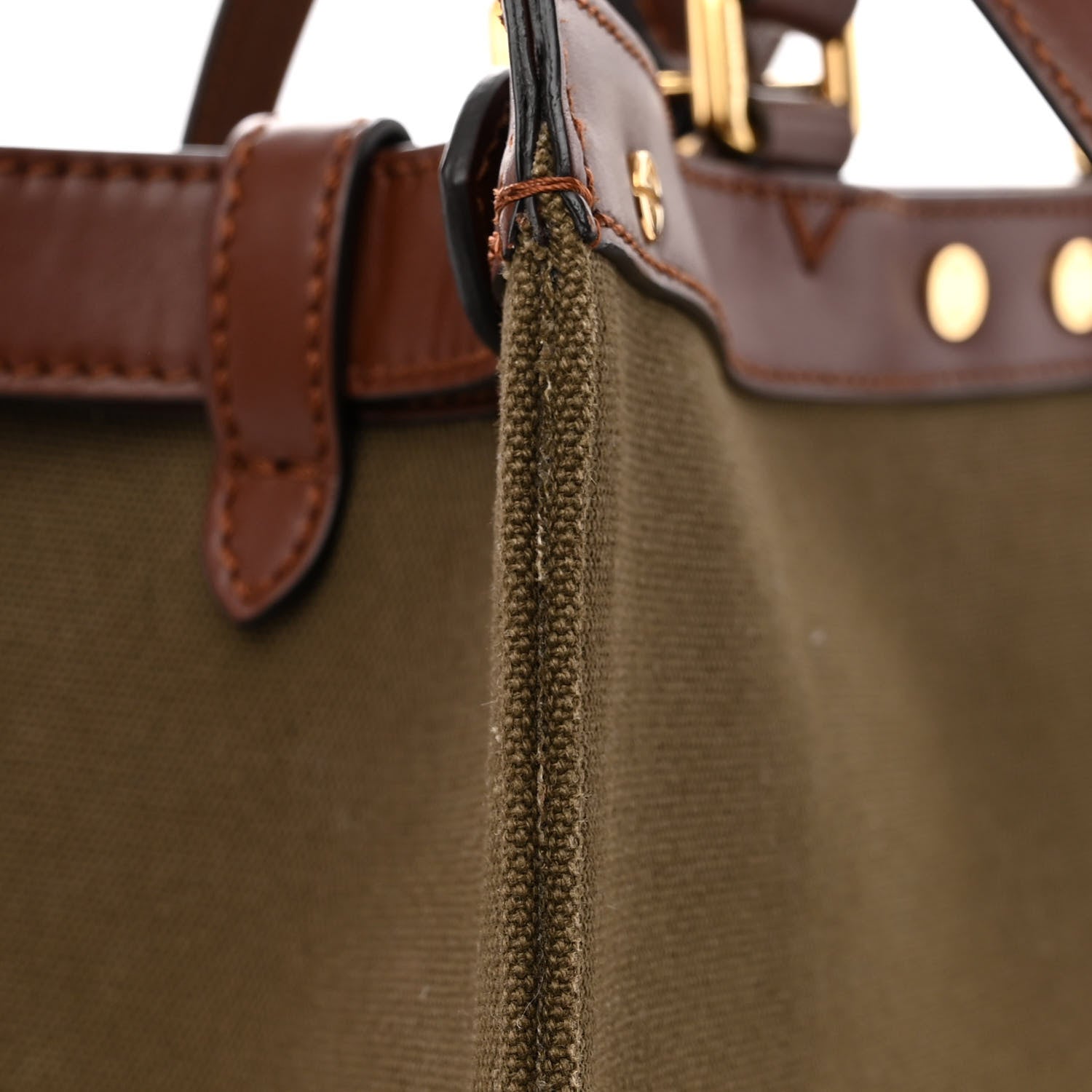 Fendi X SARAH COLEMAN Canvas FF Fish Eye Embroidered Medium Peekaboo X-Tote Amazzonia Ghianda 11 of 12