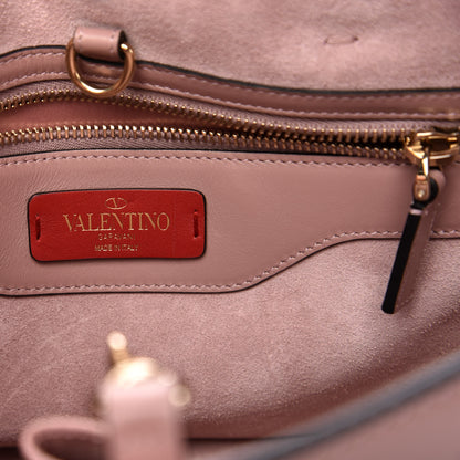 Valentino Garavani Calfskin Small Rockstud All Over Demilune Double Handle Satchel Lipstick 7 of 13